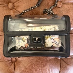 Clear Transparent Black Trim Women's Bag on Chain Strap